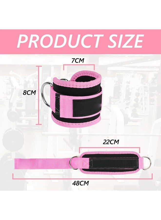 Ankle Straps for Cable Machine, Gym Cuffs with Double Stainless Steel D-Ring, Gym Ankle Cuff with Adjustable Neoprene, Muscle Shaping for Men and Women - Image 2